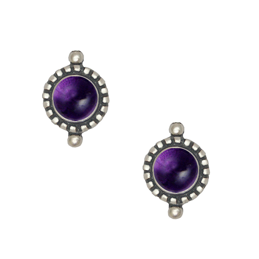 Sterling Silver Petite Amethyst Post Stud Earrings